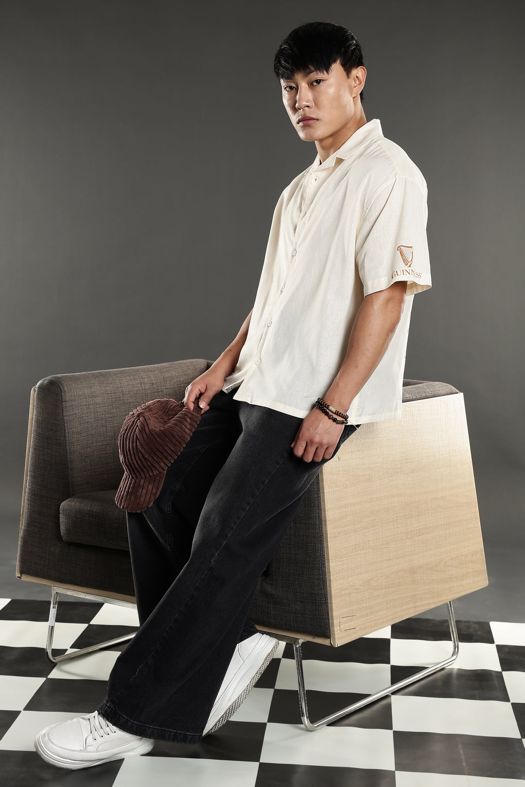 Boxy Fit: Guinness Linen Cream Cuban Shirt