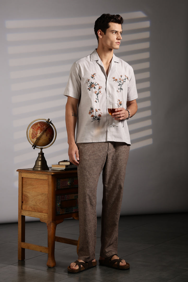 Boutonnière Embroidery Cuban shirt
