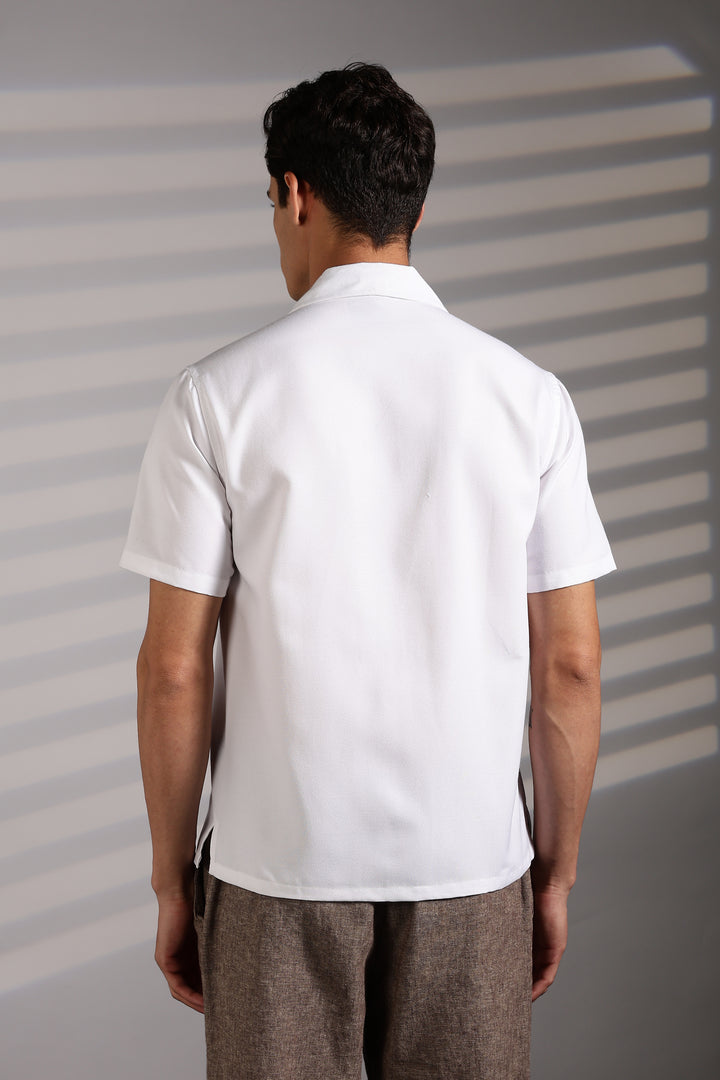 Origami: White Embroidered Shirt