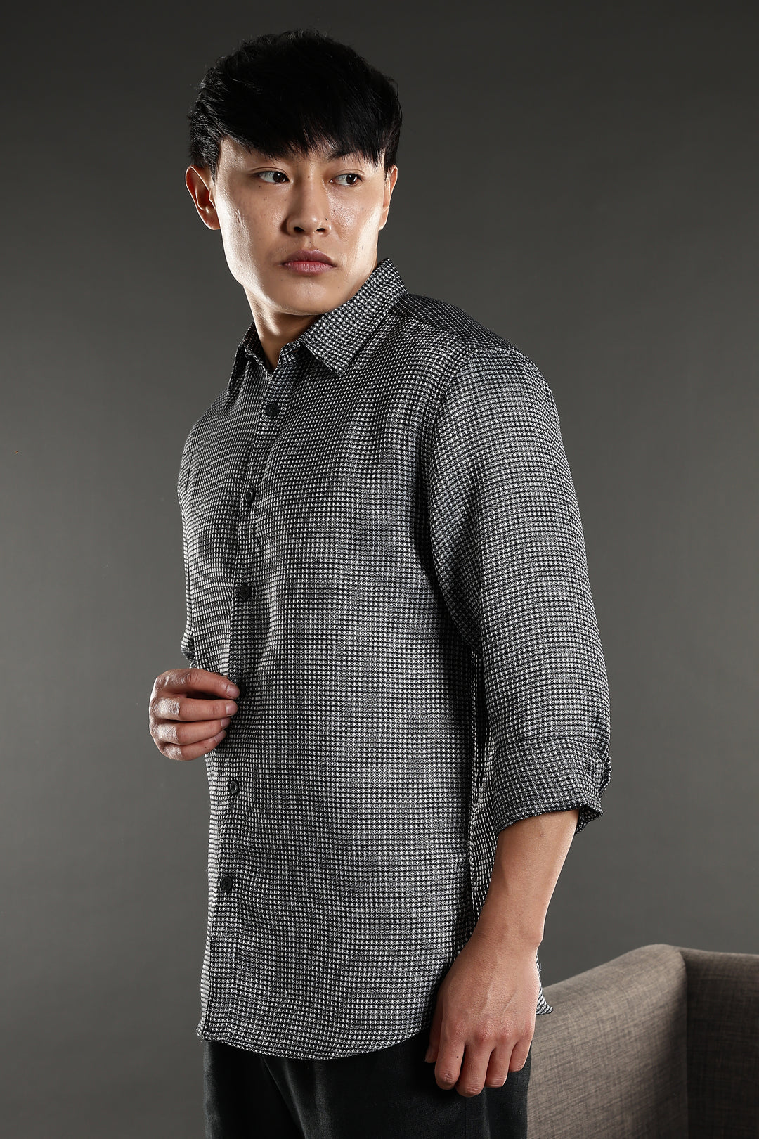 Textured fabric Grey Shirt