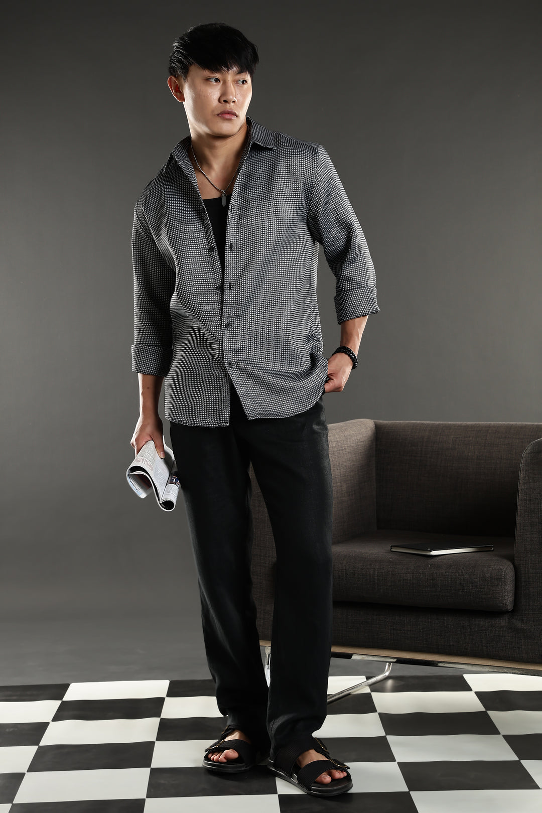 Textured fabric Grey Shirt