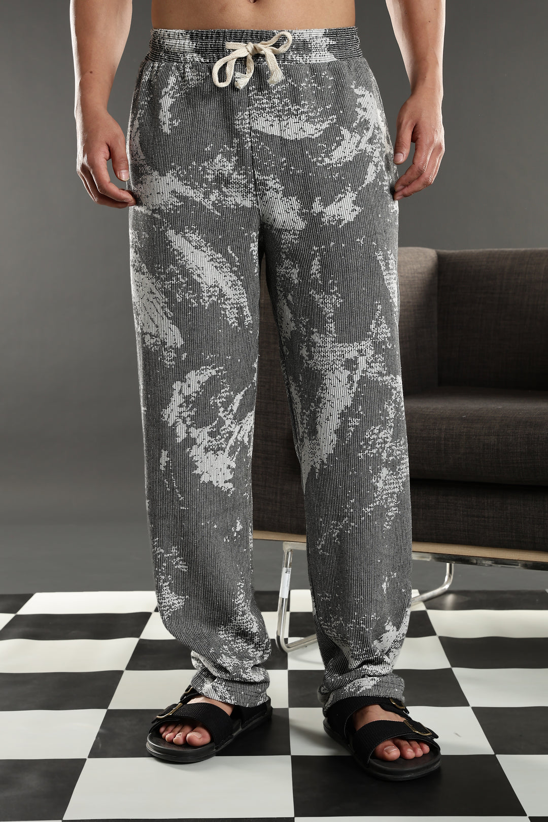 Grey Abstract Jaquard Co-ords Set