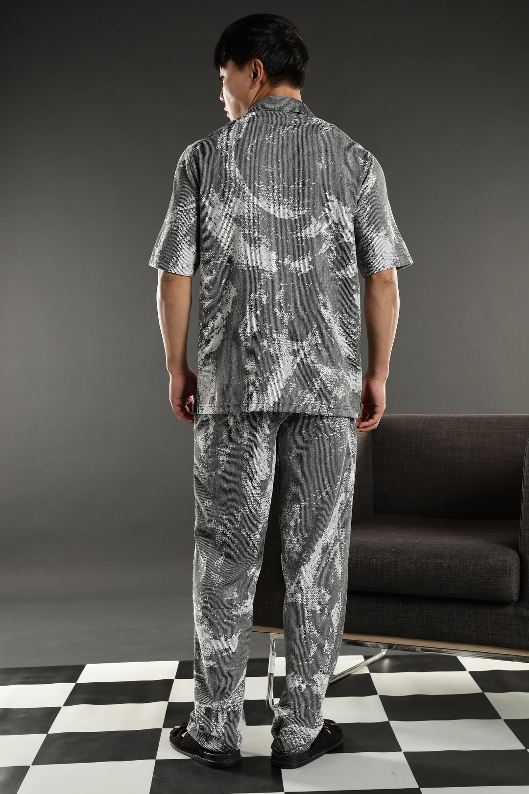 Grey Abstract Jaquard Co-ords Set