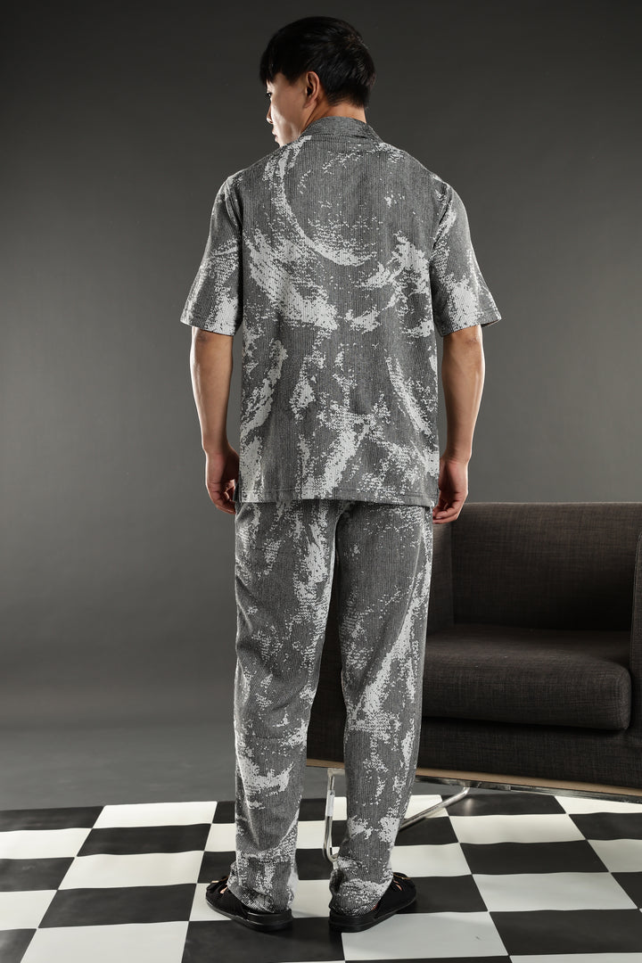 Grey Abstract Jaquard Co-ords Set