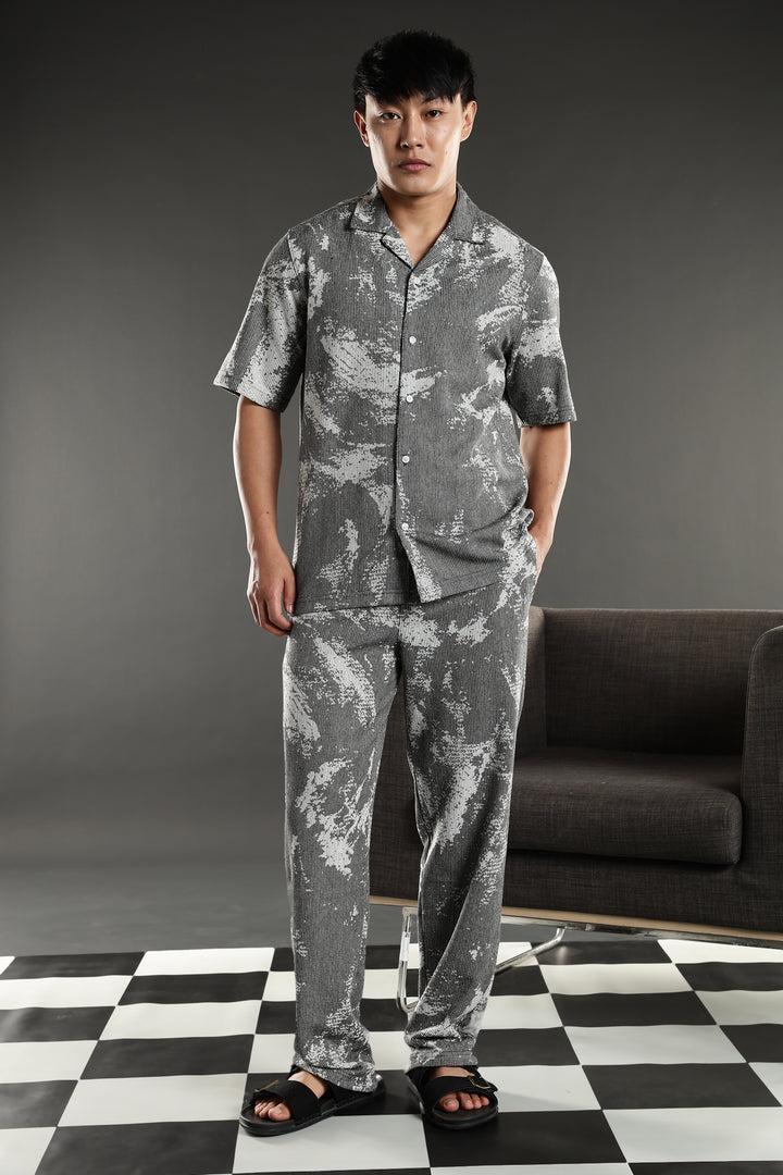 Grey Abstract Jaquard Co-ords Set