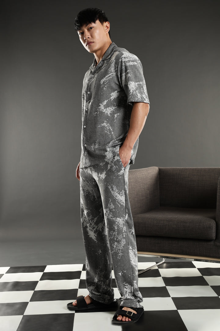 Grey Abstract Jaquard Co-ords Set