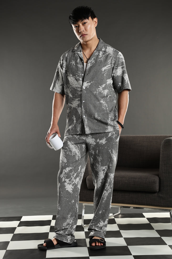 Grey Abstract Jaquard Co-ords Set