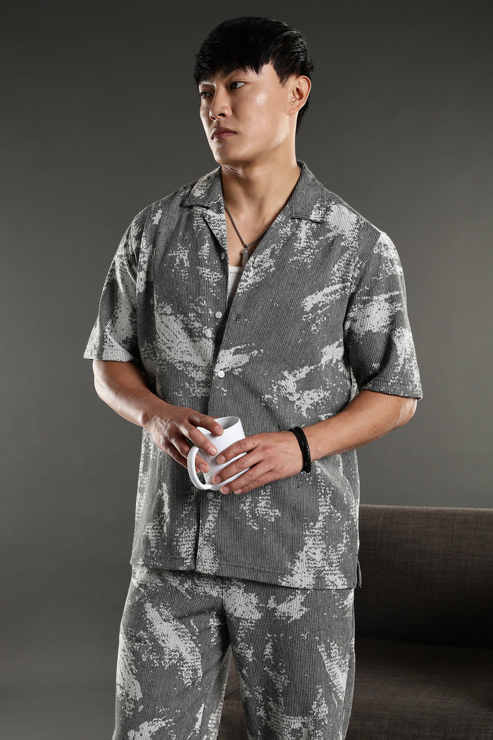 Grey Abstract Jaquard Co-ords Set