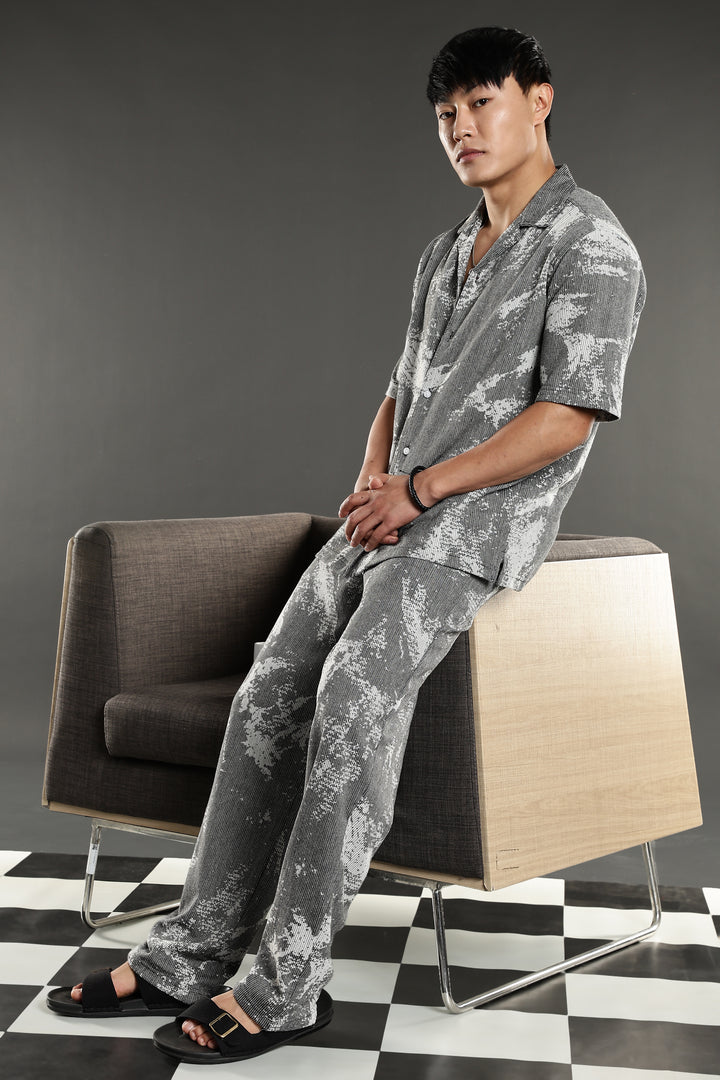 Grey Abstract Jaquard Co-ords Set