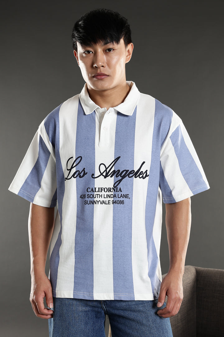 Los Angeles: Oversized Stripes Polo Shirt