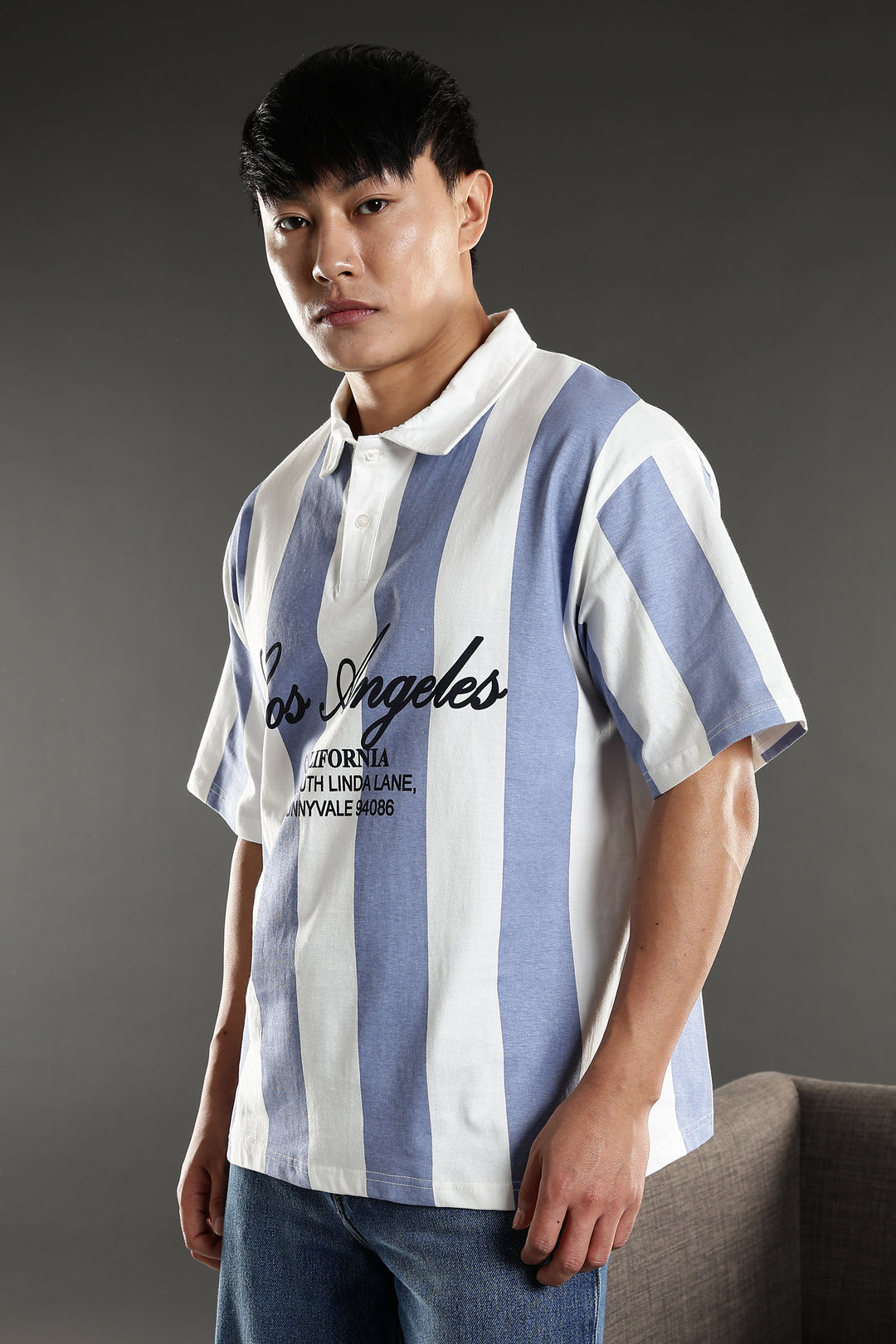Los Angeles: Oversized Stripes Polo Shirt