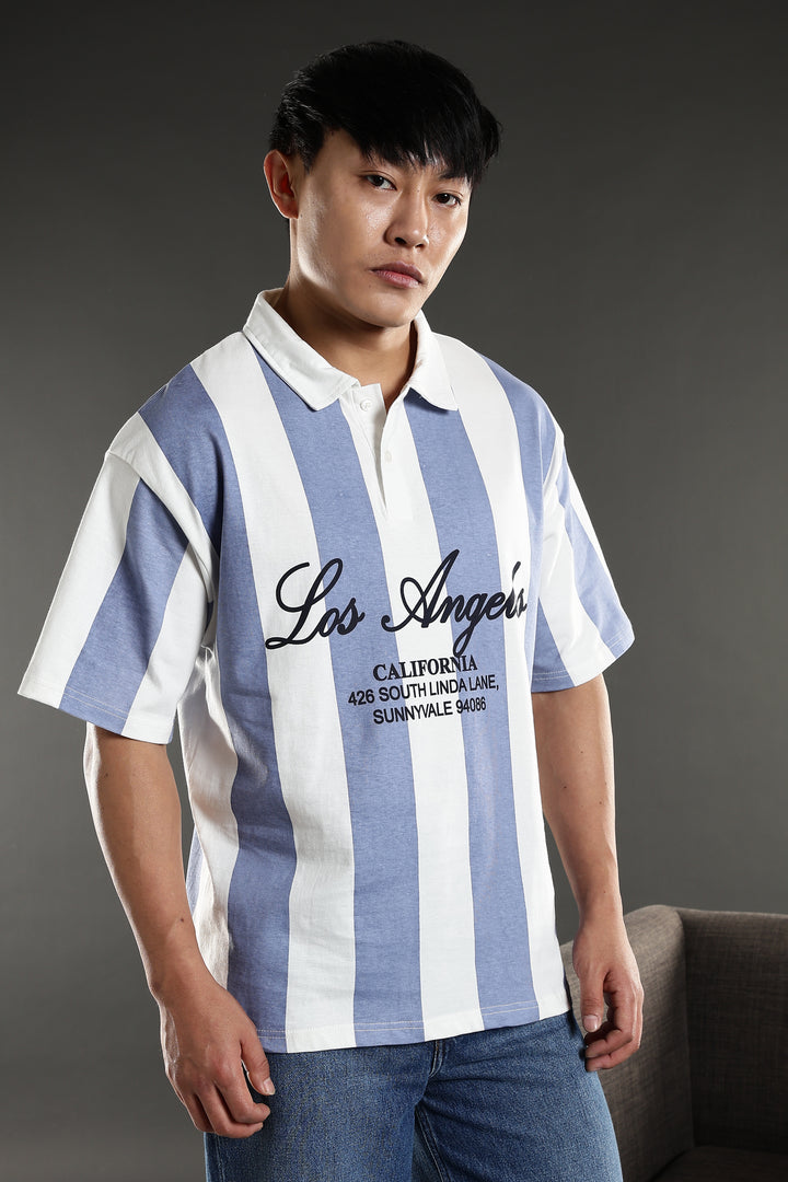 Los Angeles: Oversized Stripes Polo Shirt