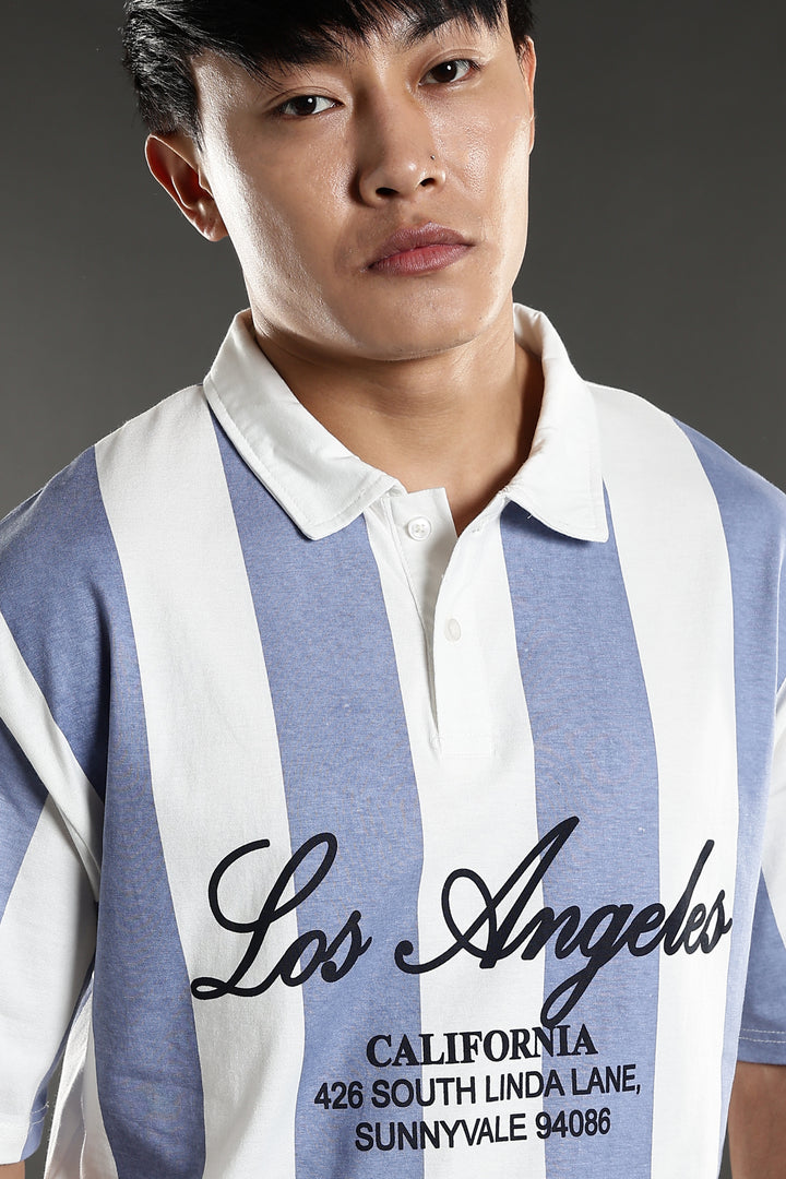Los Angeles: Oversized Stripes Polo Shirt