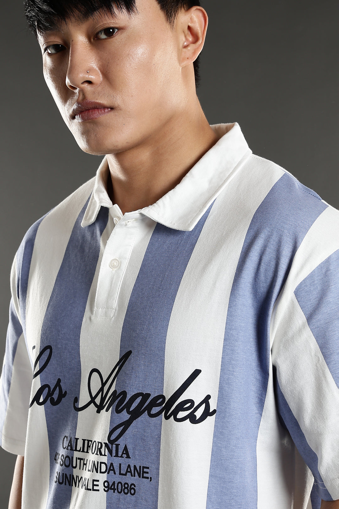 Los Angeles: Oversized Stripes Polo Shirt