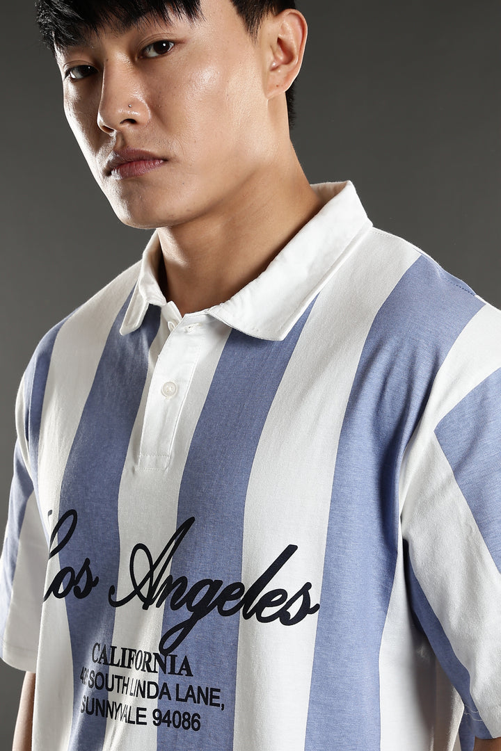 Los Angeles: Oversized Stripes Polo Shirt
