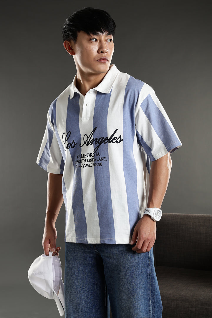 Los Angeles: Oversized Stripes Polo Shirt