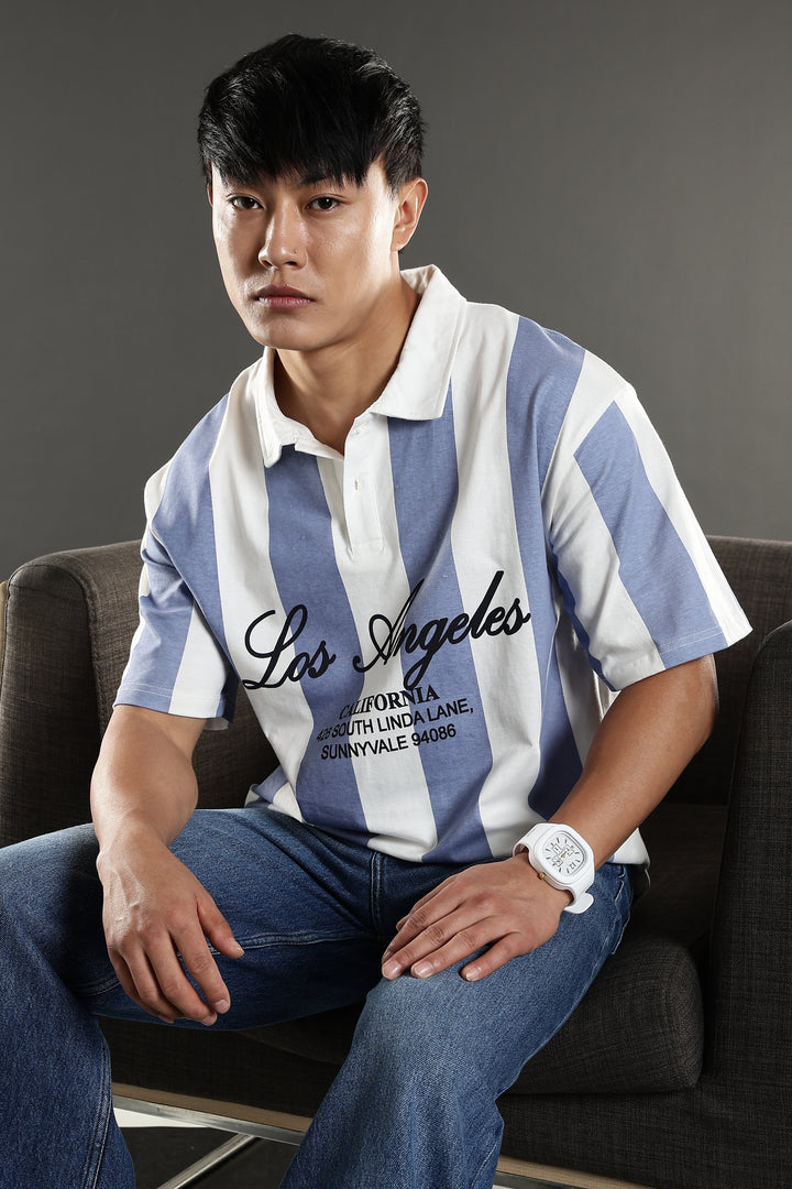 Los Angeles: Oversized Stripes Polo Shirt