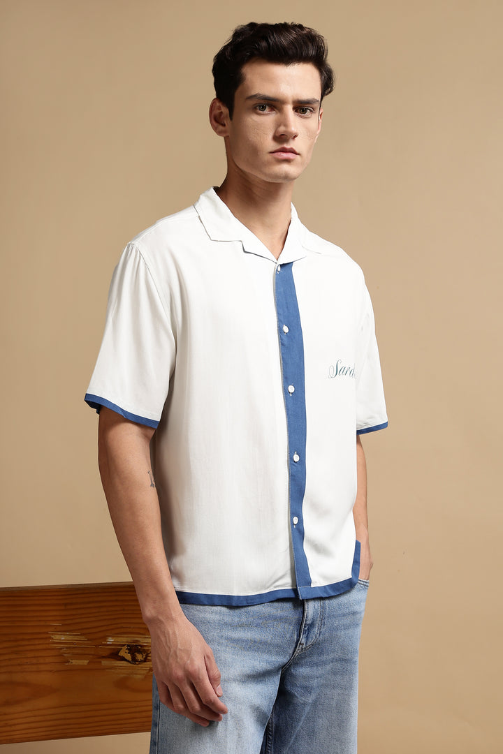 Ocean: Blue Oversized Boxy Fit Cuban Shirt