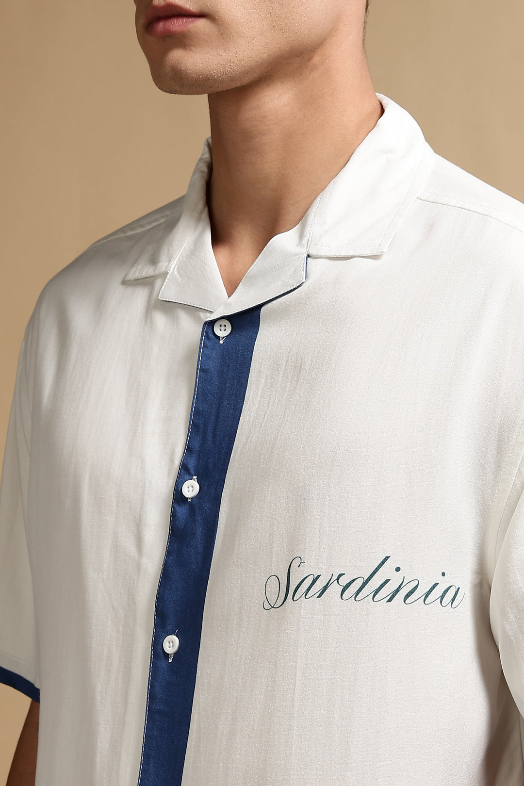 Ocean: Blue Oversized Boxy Fit Cuban Shirt