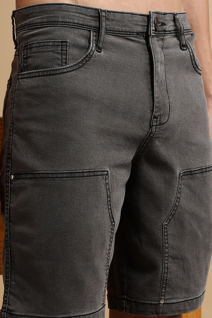 Black Denim Washed Classic Shorts