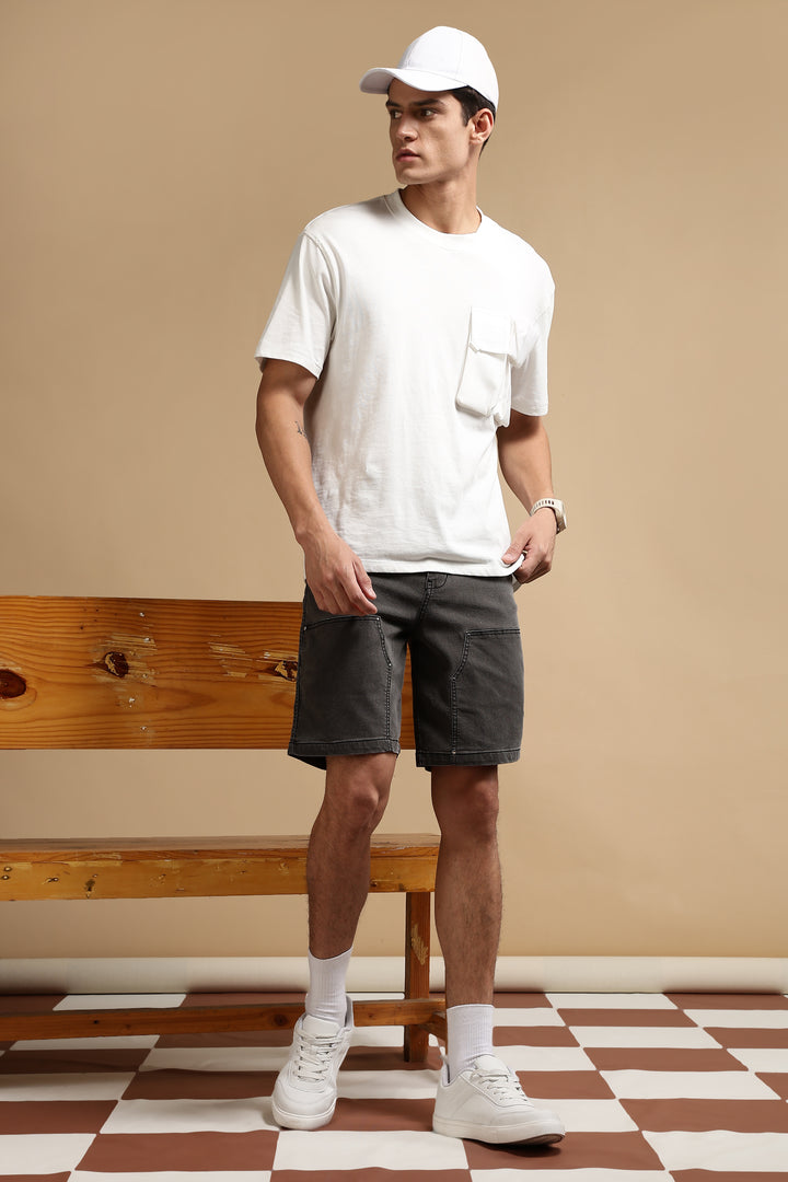 Black Denim Washed Classic Shorts