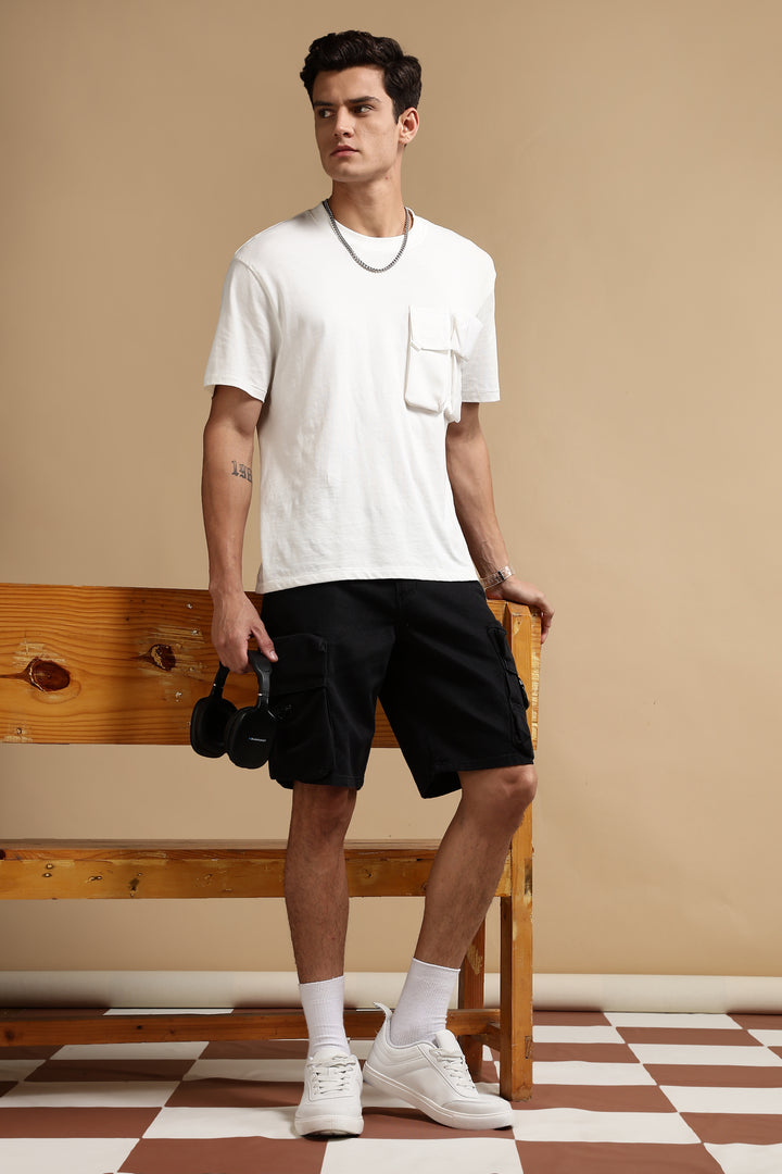 Textured Fabric Washed Shorts