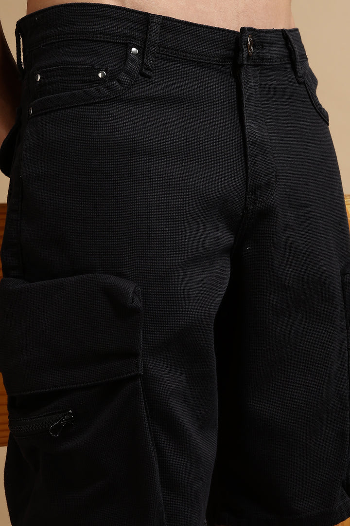Textured Fabric Washed Shorts