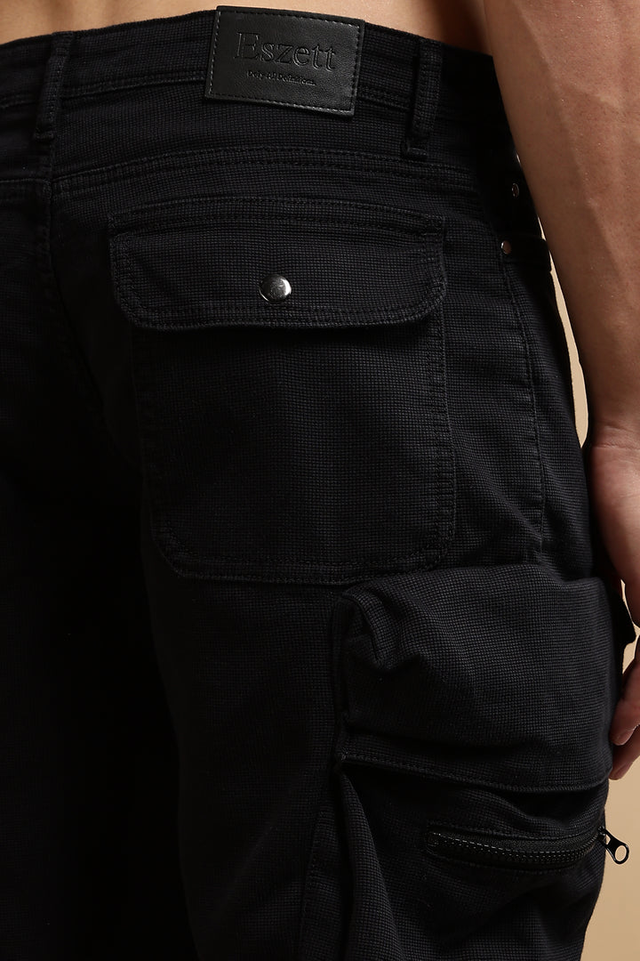 Textured Fabric Washed Shorts
