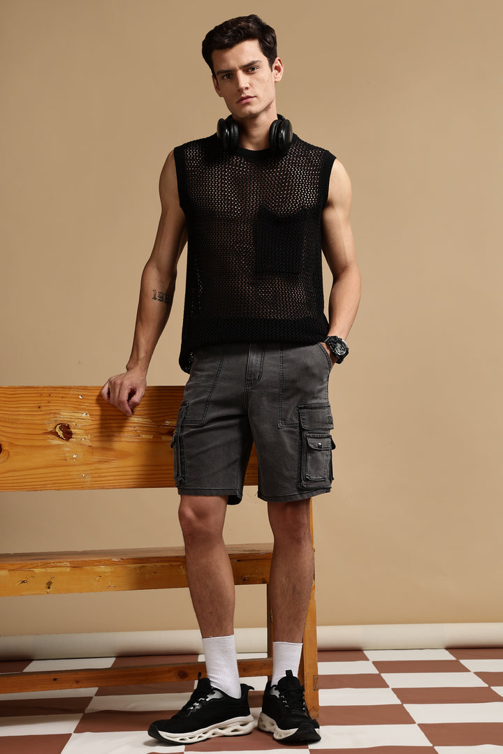 Acid Washed Utility Shorts
