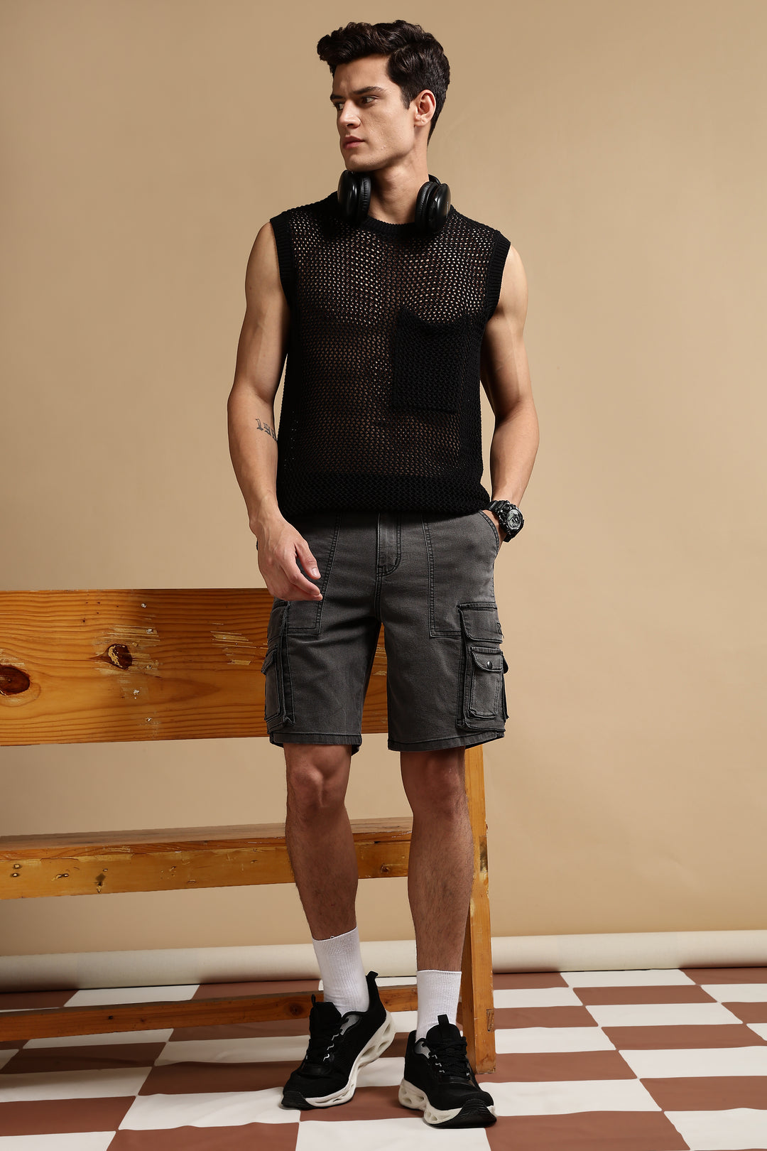 Acid Washed Utility Shorts