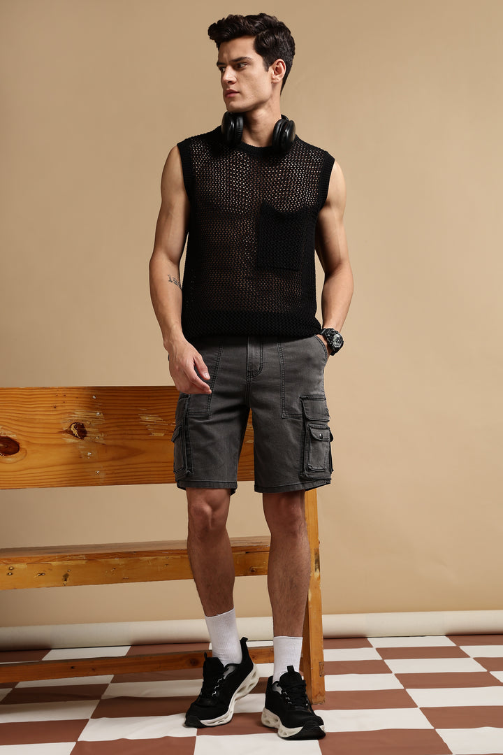 Acid Washed Utility Shorts