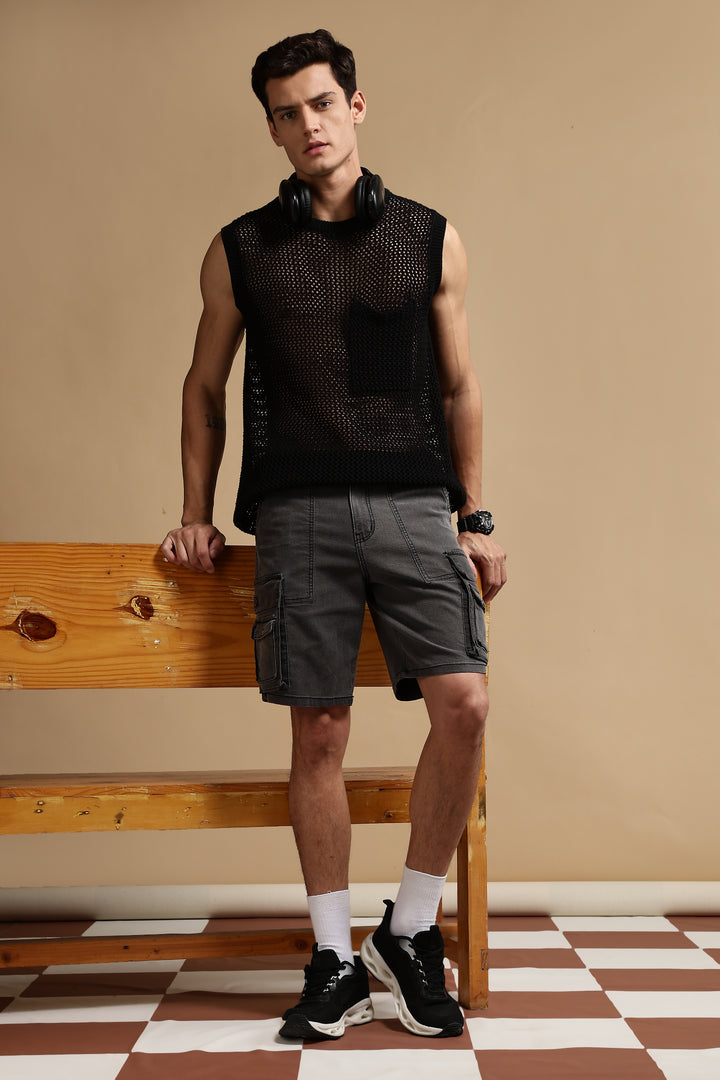 Acid Washed Utility Shorts