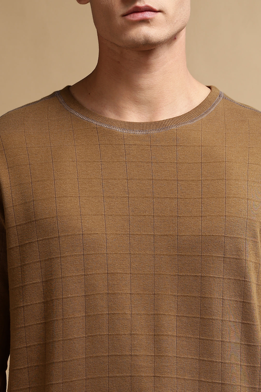 Textured Fabric Brown Oversized T- Shirt