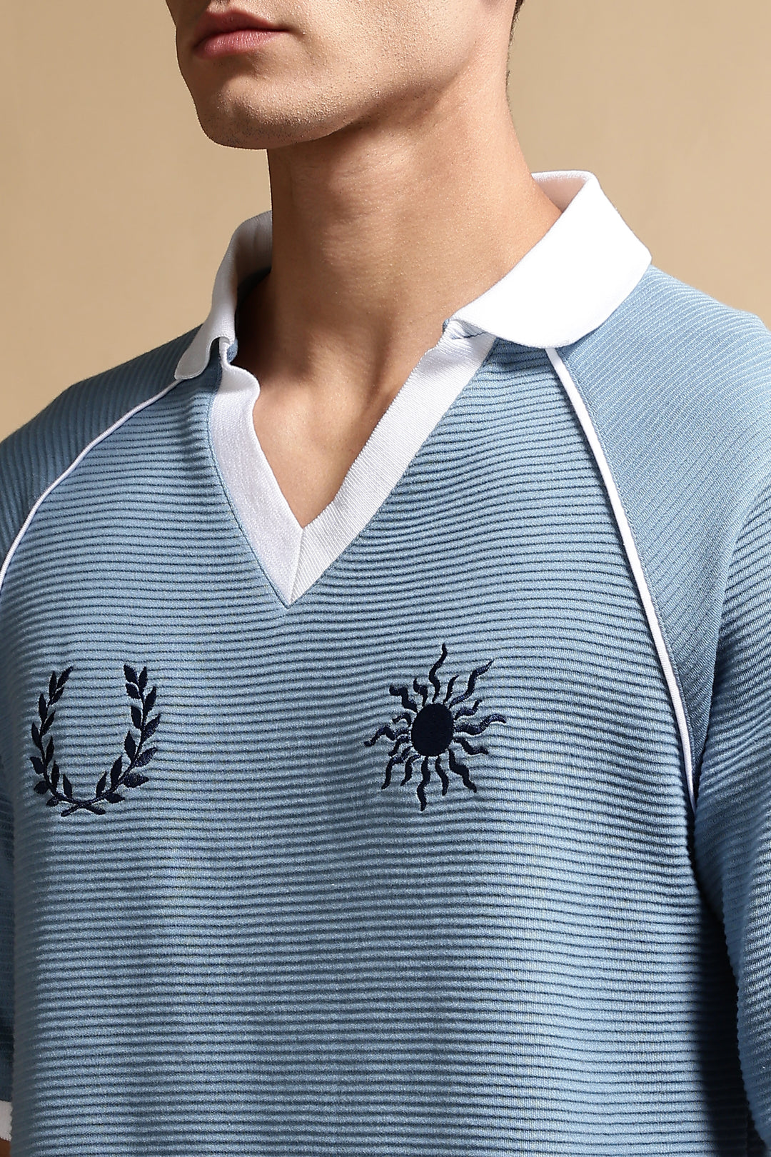 Textured Fabric Turquoise Oversized Polo shirt