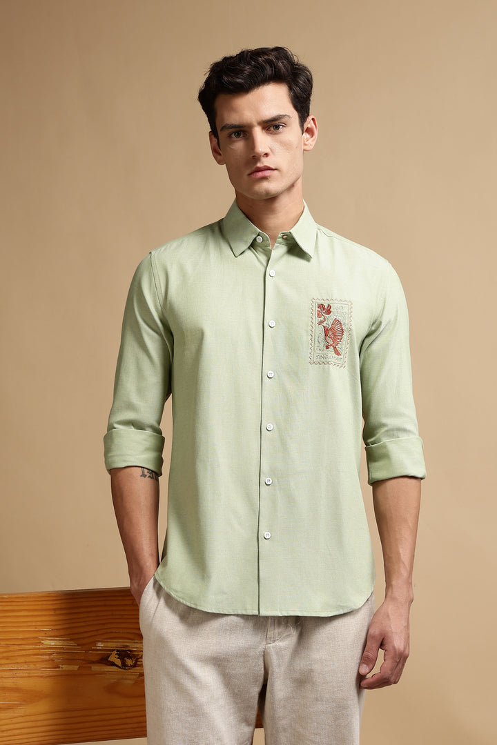 Stamp Embroidery Shirt