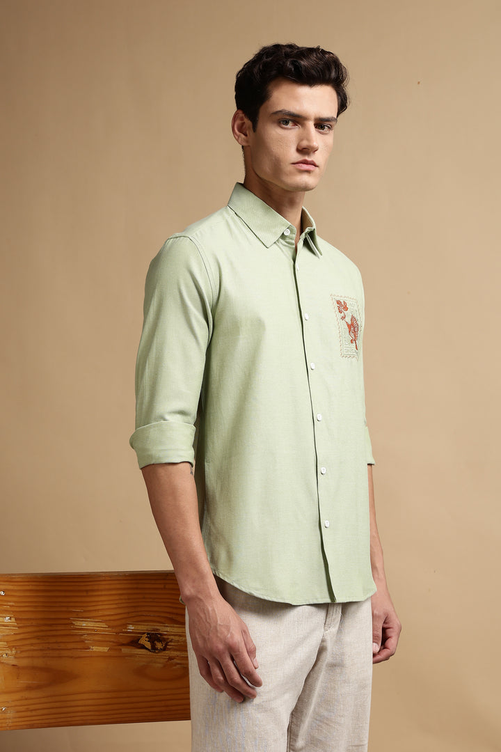 Stamp Embroidery Shirt