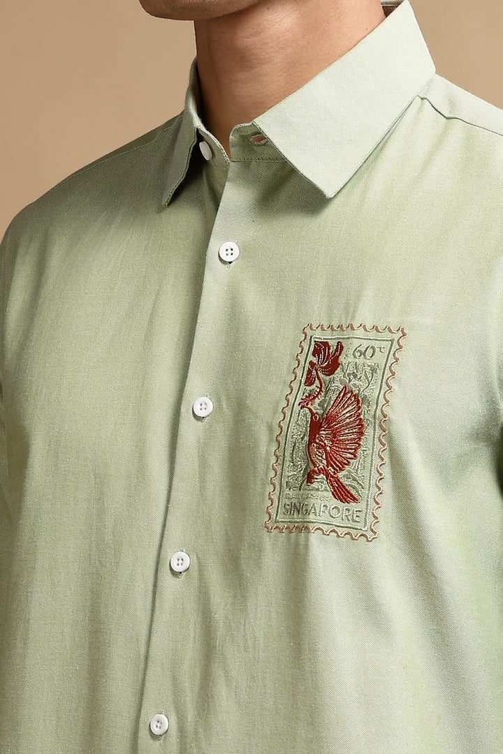 Stamp Embroidery Shirt