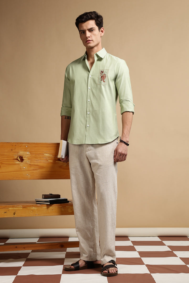 Stamp Embroidery Shirt