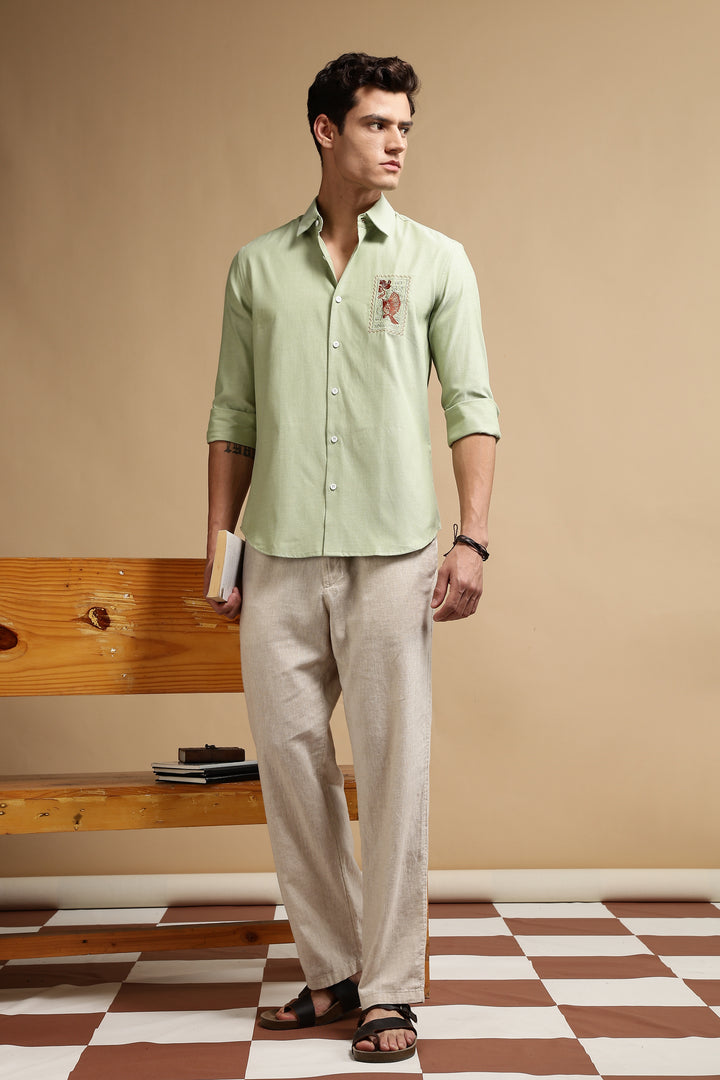 Stamp Embroidery Shirt