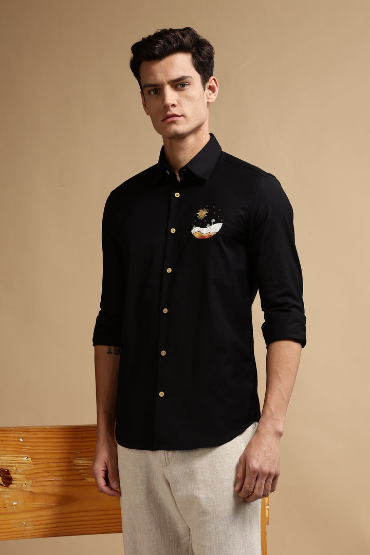 Black Sunset Embroidery Shirt