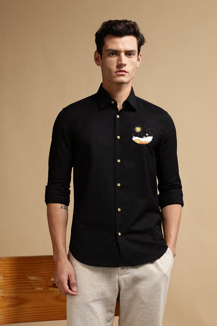 Black Sunset Embroidery Shirt