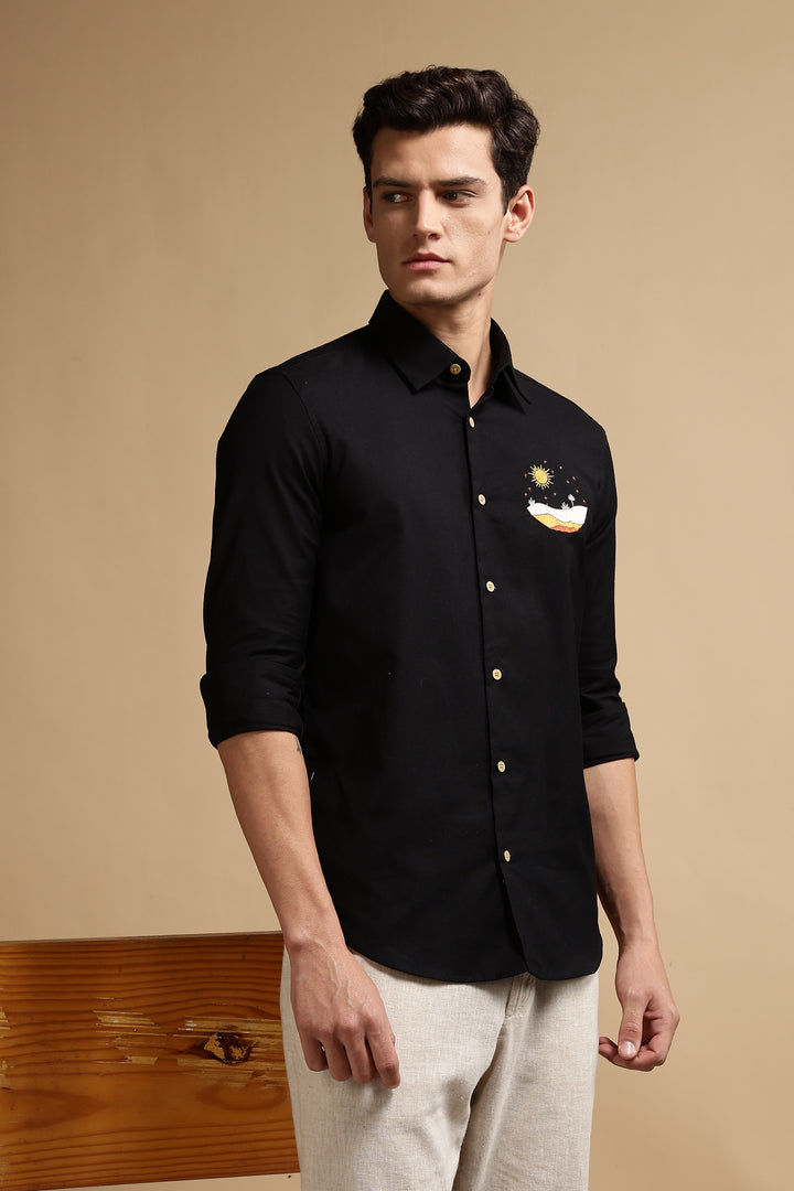 Black Sunset Embroidery Shirt