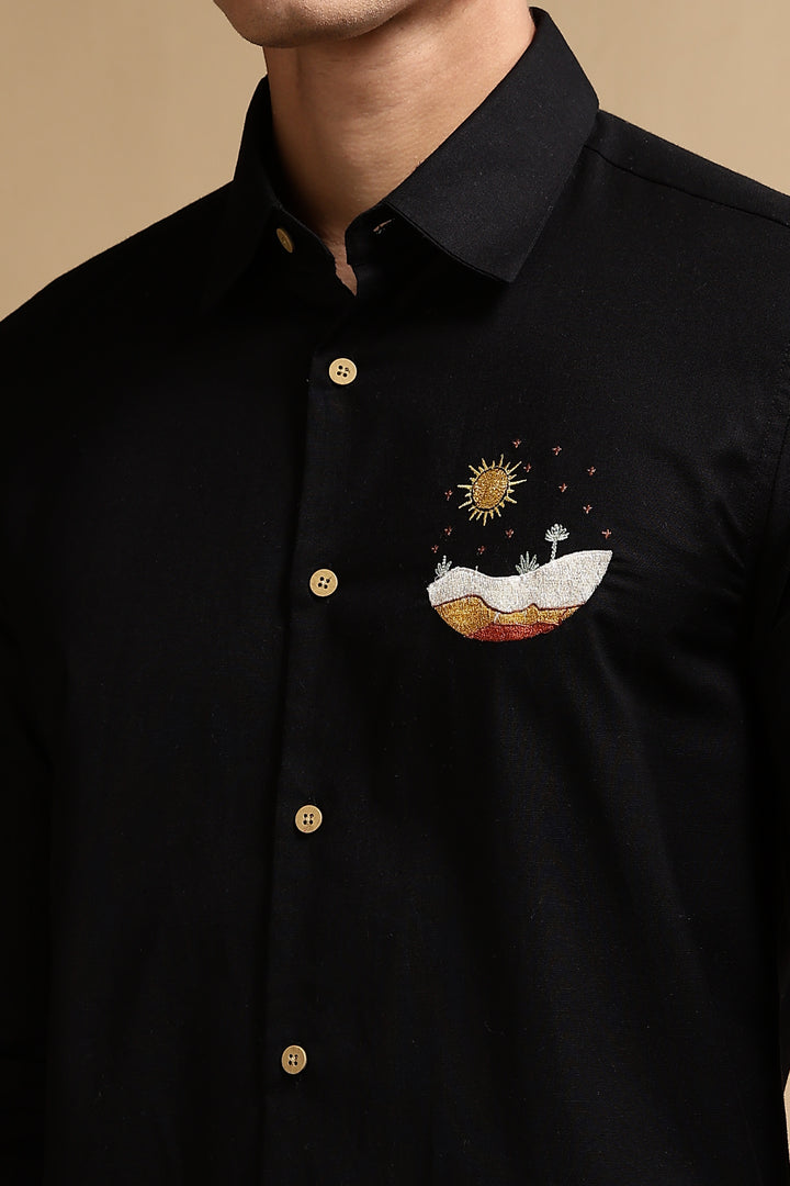 Black Sunset Embroidery Shirt