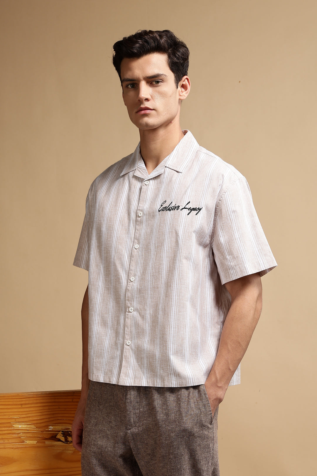 Boxy Fit: Heritage Embroidery Stripes Shirt