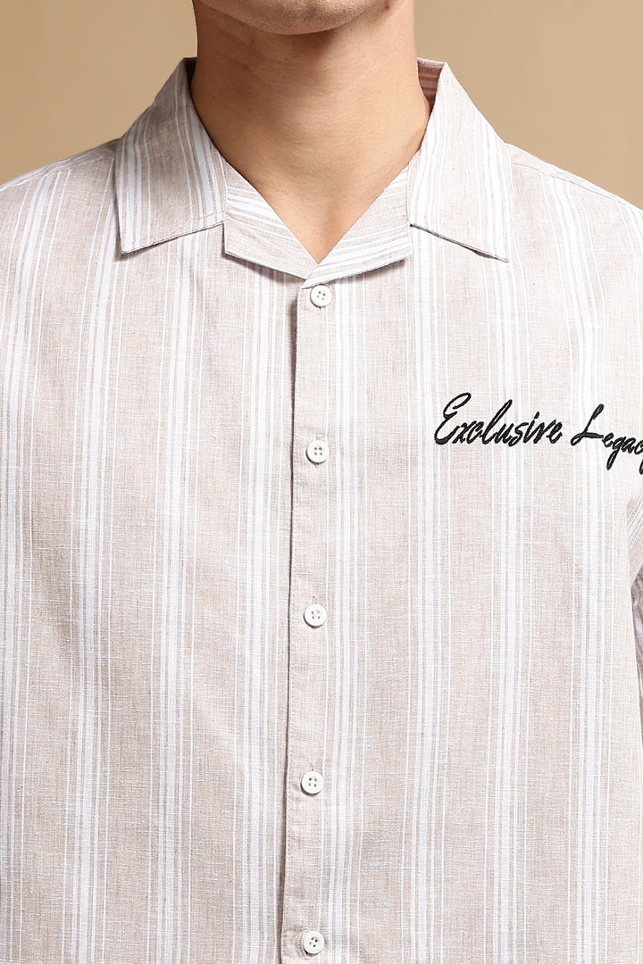 Boxy Fit: Heritage Embroidery Stripes Shirt