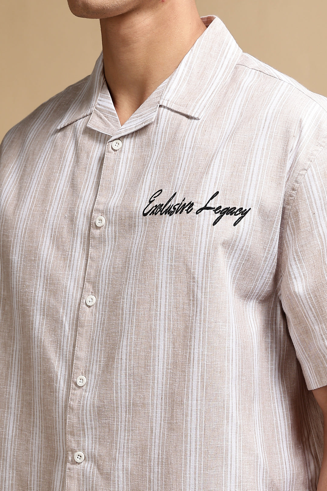 Boxy Fit: Heritage Embroidery Stripes Shirt