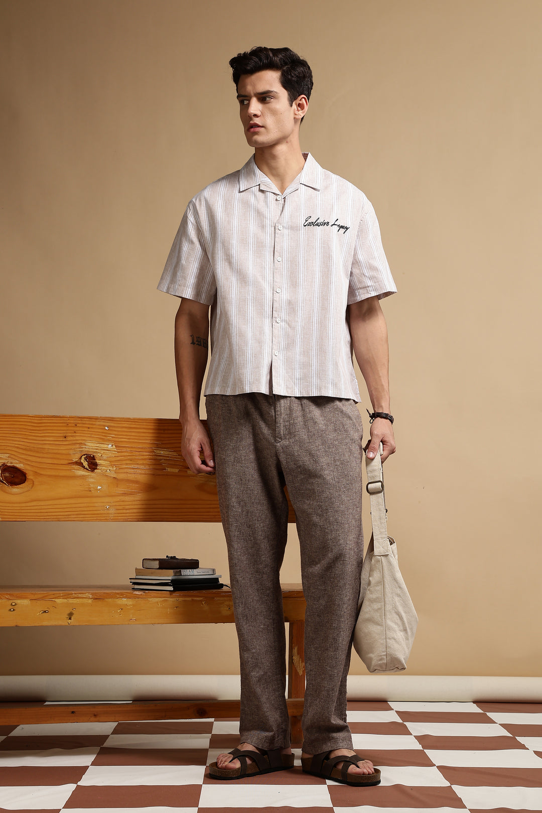 Boxy Fit: Heritage Embroidery Stripes Shirt