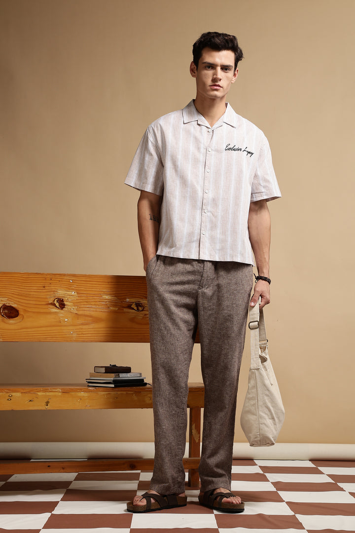 Boxy Fit: Heritage Embroidery Stripes Shirt