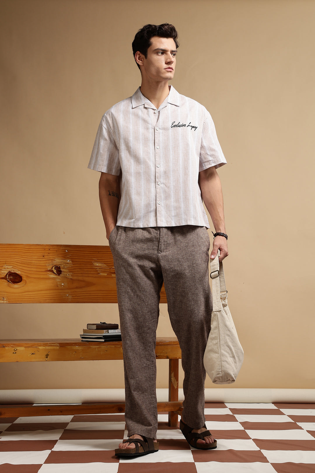 Boxy Fit: Heritage Embroidery Stripes Shirt