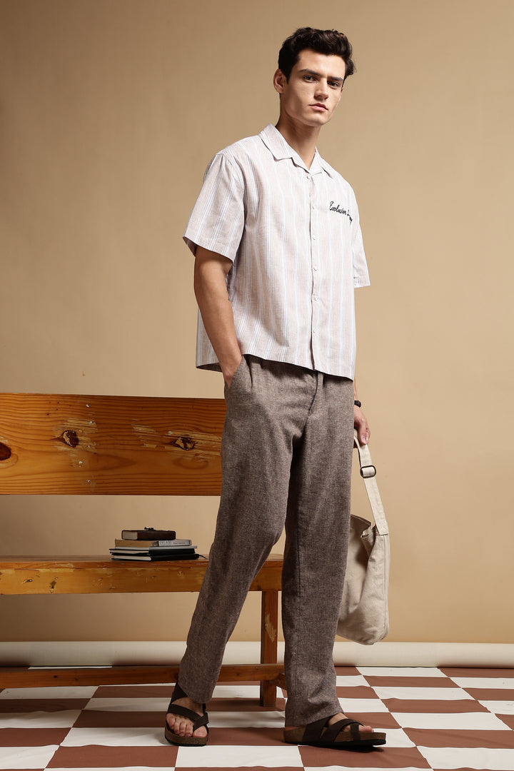Boxy Fit: Heritage Embroidery Stripes Shirt